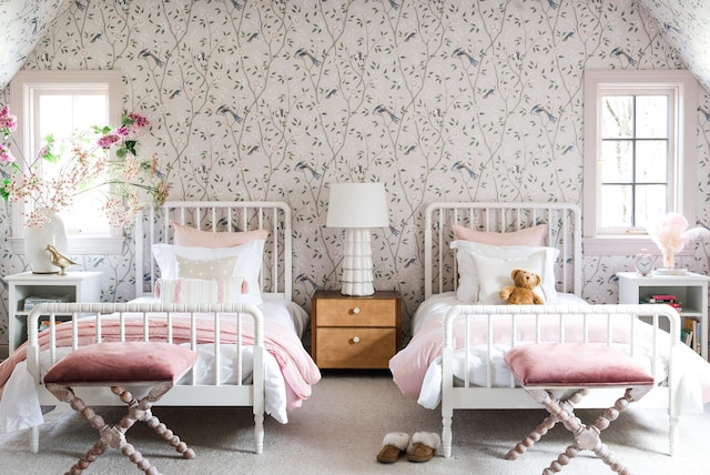 180 De Windt Rd, Winnetka, IL 60093 - bedroom featuring carpet flooring and wallpapered walls