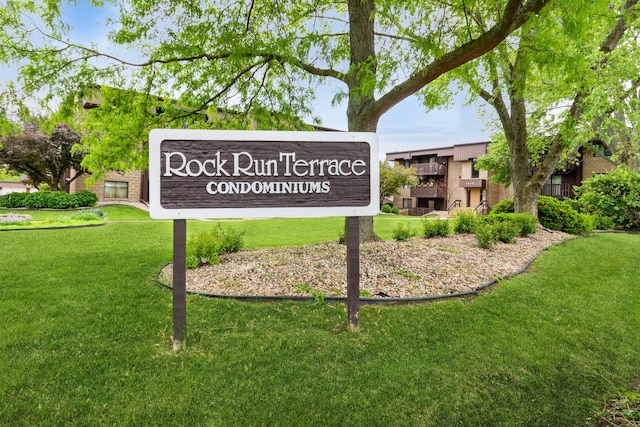 1472 N Rock Run Dr Unit 1C, Crest Hill, IL 60403 - community / neighborhood sign featuring a yard