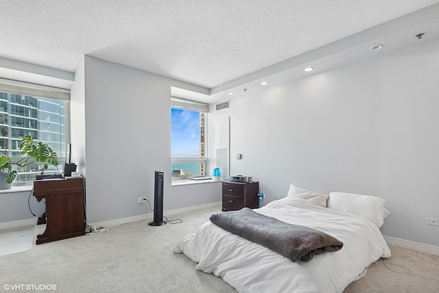512 N Mcclurg Ct Unit 3304, Chicago, IL 60611 - carpeted bedroom with recessed lighting, a textured ceiling, visible vents, and baseboards