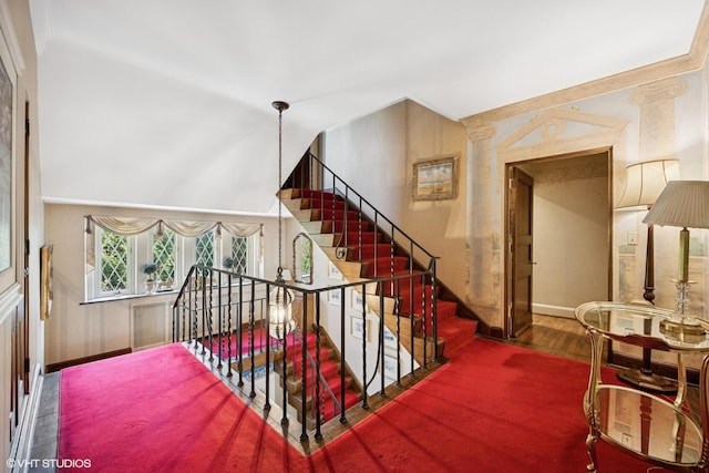 1250 Westmoor Rd, Winnetka, IL 60093 - stairway with baseboards and wood finished floors