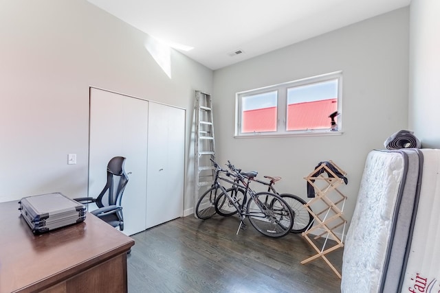 2143 W 19th St Unit 3, Chicago, IL 60608 - office area featuring visible vents and dark wood finished floors