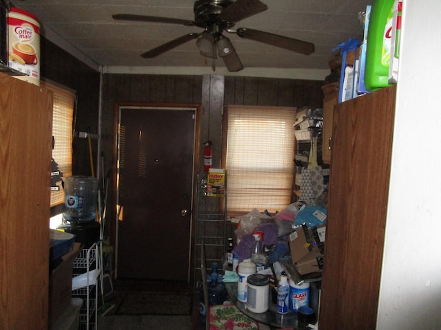 9201 S Marshfield Ave, Chicago, IL 60620 - washroom featuring ceiling fan and wooden walls