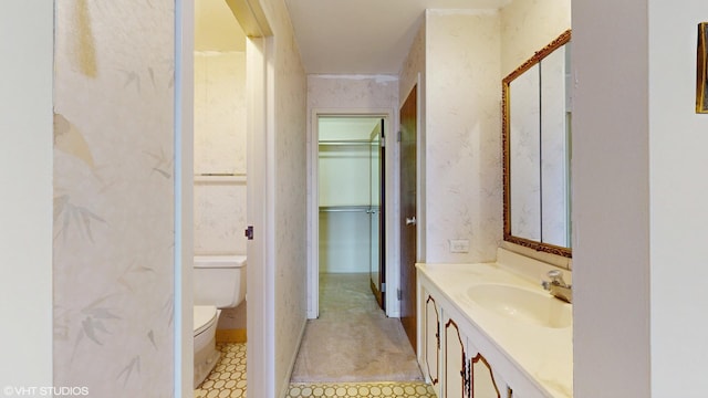 bathroom with toilet and vanity