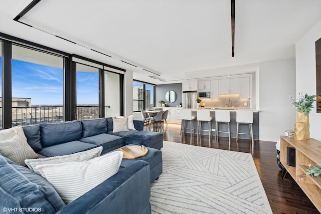 1560 N Sandburg Ter Unit 2301J, Chicago, IL 60610 - living area with dark wood finished floors
