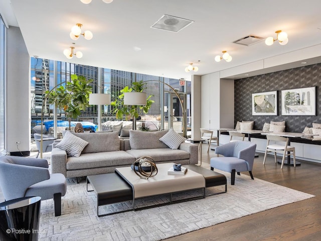 403 N Wabash Ave Unit 13B, Chicago, IL 60611 - lobby featuring a wall of windows and wallpapered walls
