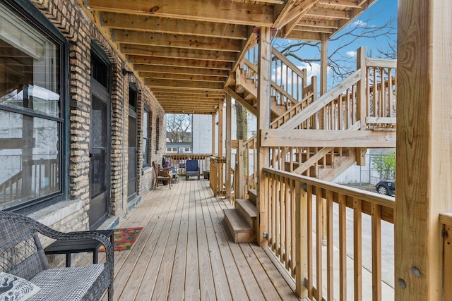 wooden terrace with stairway