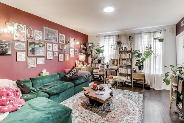 living area featuring wood finished floors