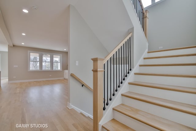 15W320 Concord St, Elmhurst, IL 60126 - staircase with wood finished floors and recessed lighting