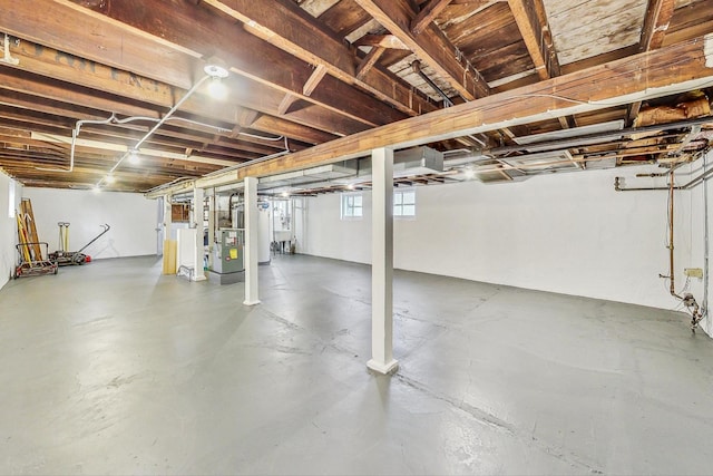 below grade area with heating unit