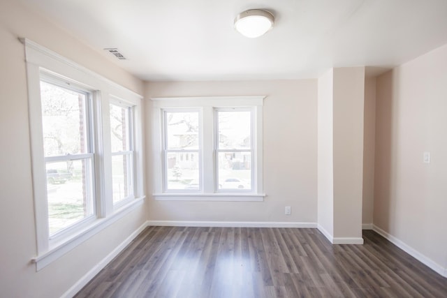 231 S Chicago Ave, Kankakee, IL 60901 - spare room with visible vents, baseboards, and dark wood-style flooring