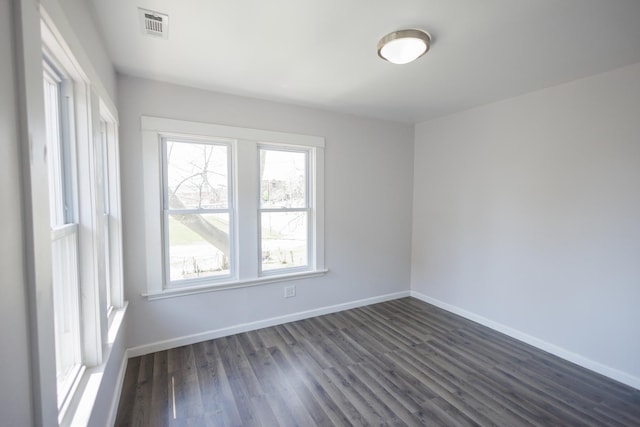 231 S Chicago Ave, Kankakee, IL 60901 - empty room with baseboards, dark wood-type flooring, and visible vents
