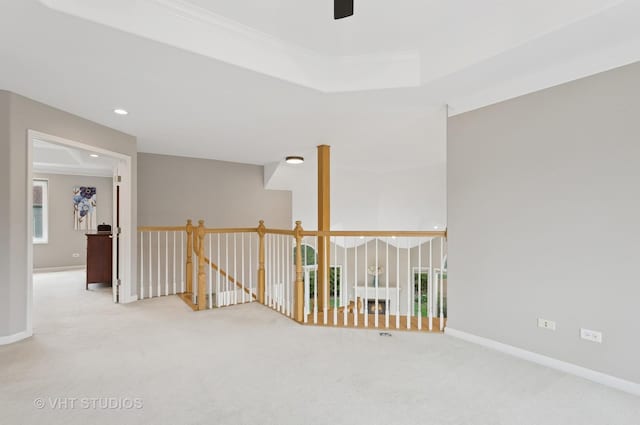 2407 Shaker Ct, Naperville, IL 60564 - empty room featuring recessed lighting, carpet, ornamental molding, baseboards, and ceiling fan