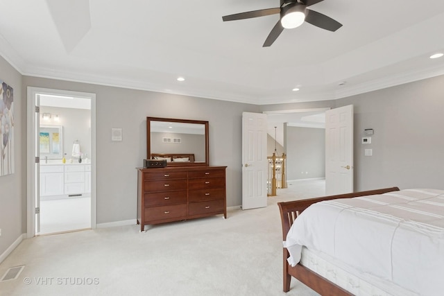 2407 Shaker Ct, Naperville, IL 60564 - bedroom with recessed lighting, crown molding, and light carpet