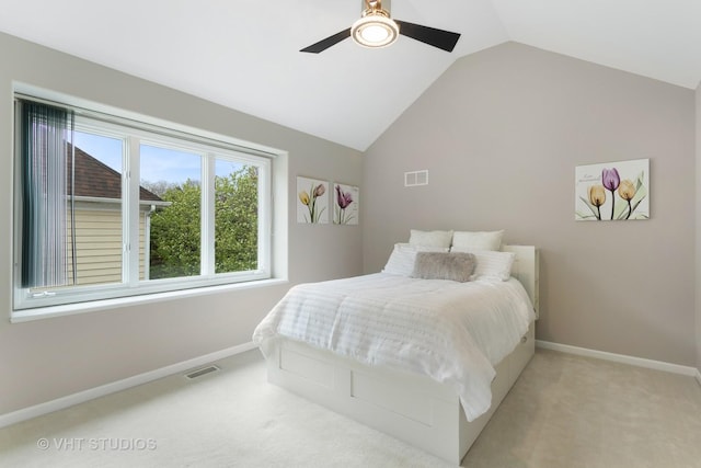 2407 Shaker Ct, Naperville, IL 60564 - bedroom with baseboards, vaulted ceiling, visible vents, and carpet