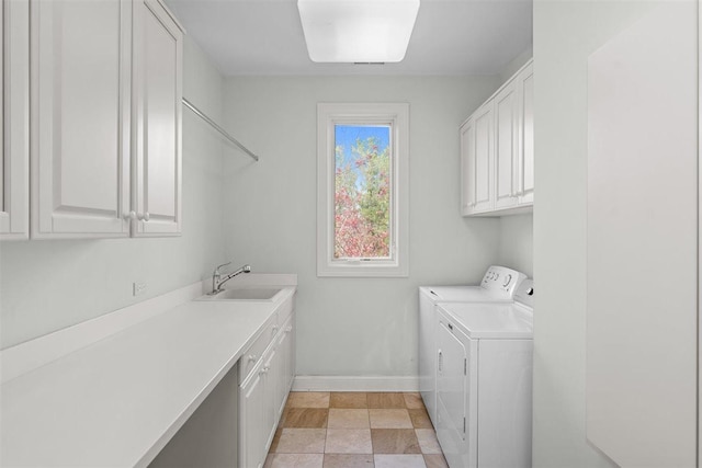 1784 Reserve Ct, Highland Park, IL 60035 - laundry area featuring cabinet space, washing machine and dryer, and baseboards