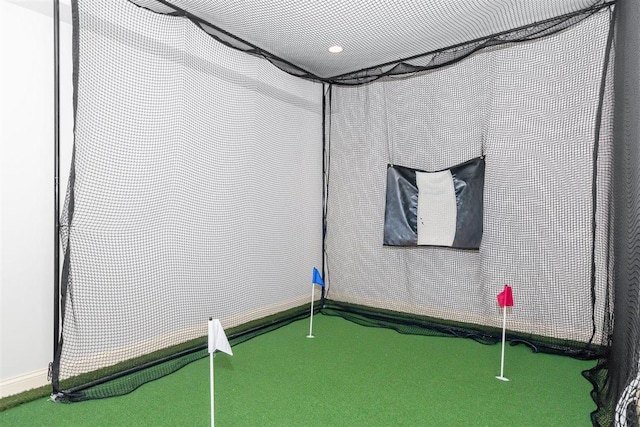 1784 Reserve Ct, Highland Park, IL 60035 - exercise room featuring carpet, an area to practice putting, and recessed lighting