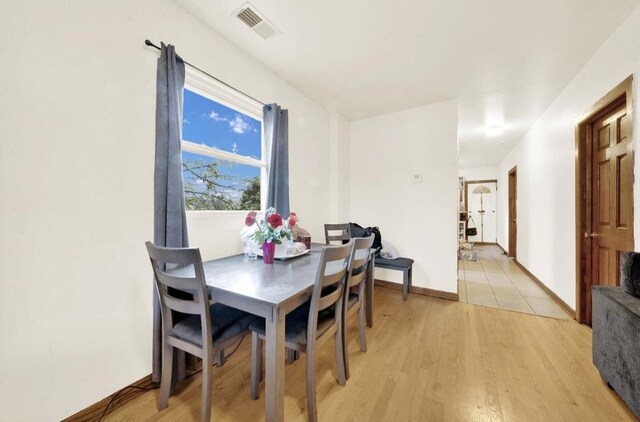 2629 W Luther St, Chicago, IL 60608 - dining area with light wood-type flooring, baseboards, and visible vents