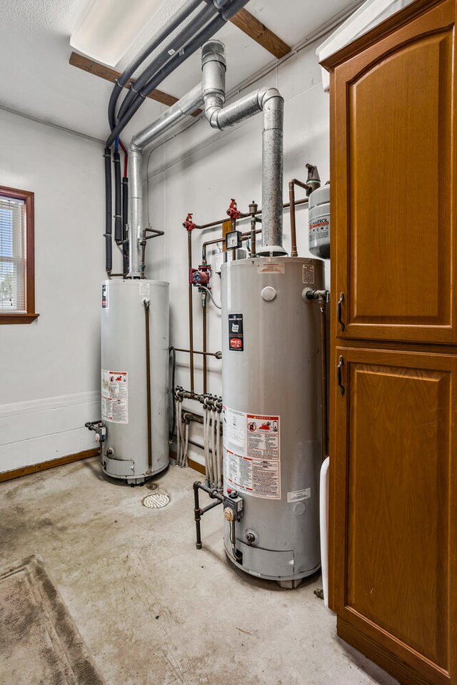 utility room featuring water heater
