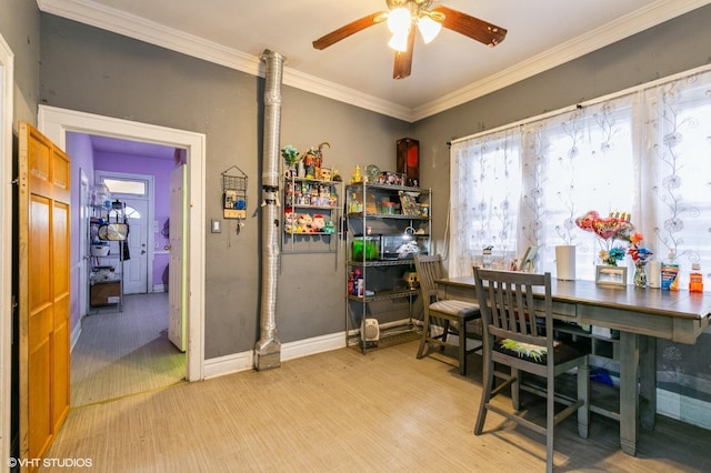 8119 S Escanaba Ave, Chicago, IL 60617 - dining space with a ceiling fan and ornamental molding