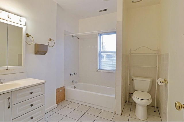 1811 Emerson St, Evanston, IL 60201 - full bath featuring tile patterned floors, vanity, shower / bath combination, toilet, and visible vents
