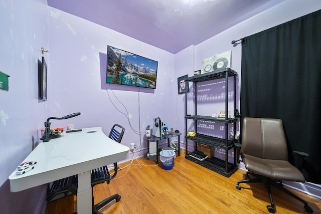 home office featuring wood finished floors