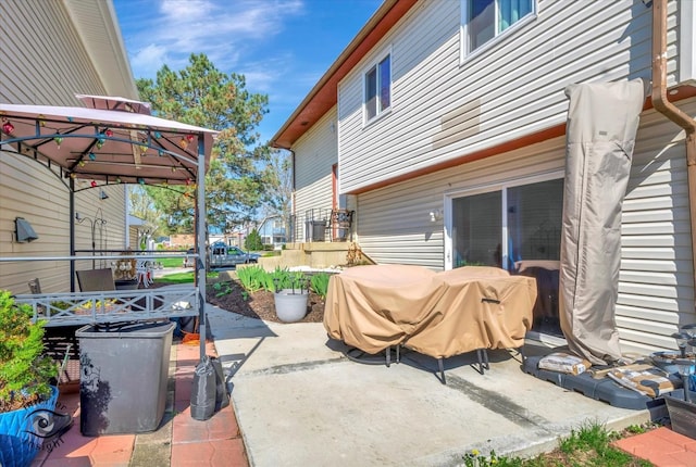view of patio featuring a gazebo