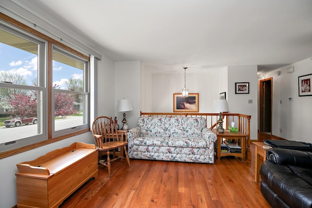 living area with light wood-style flooring