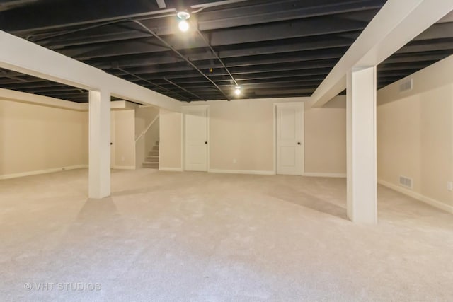 2509 Oak Trails Dr, Aurora, IL 60506 - finished basement with carpet floors and stairs