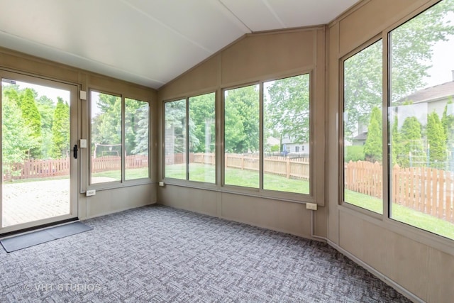 2509 Oak Trails Dr, Aurora, IL 60506 - unfurnished sunroom with lofted ceiling and carpet floors