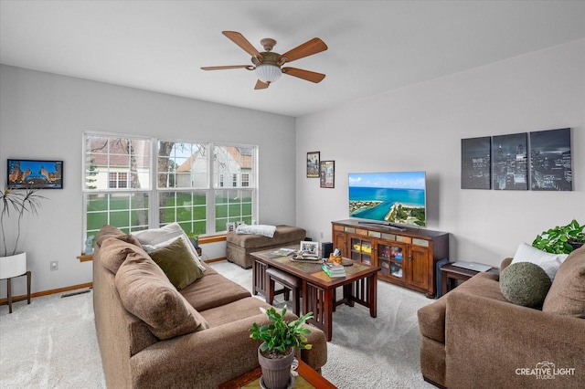 204 Fairwind Dr, Montgomery, IL 60538 - carpeted living area featuring ceiling fan, baseboards, and visible vents