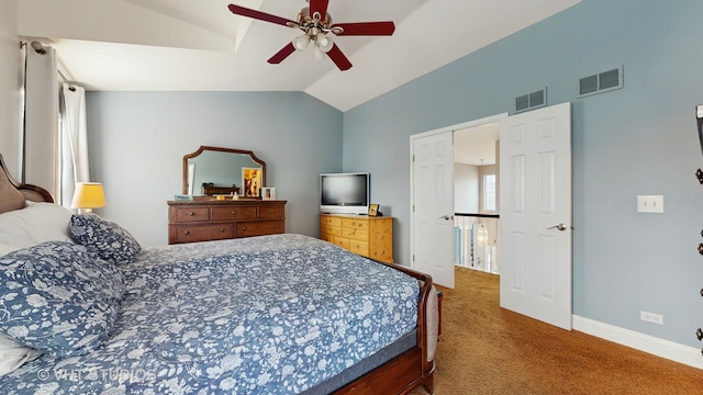 1734 Nashville Ln, Crystal Lake, IL 60014 - bedroom with visible vents, baseboards, carpet floors, and lofted ceiling
