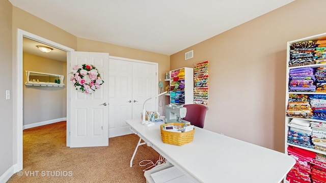 1734 Nashville Ln, Crystal Lake, IL 60014 - office with baseboards, light carpet, and visible vents
