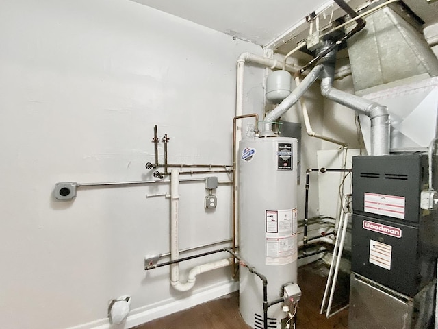 utility room with water heater