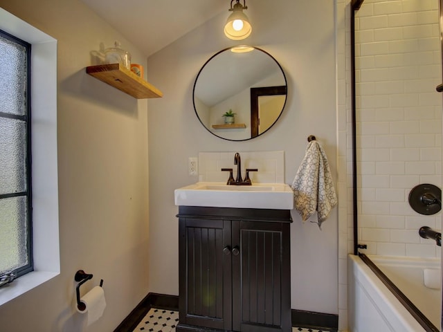 517 S Washington St, Wheaton, IL 60187 - full bath featuring baseboards, shower / bathtub combination, and vanity