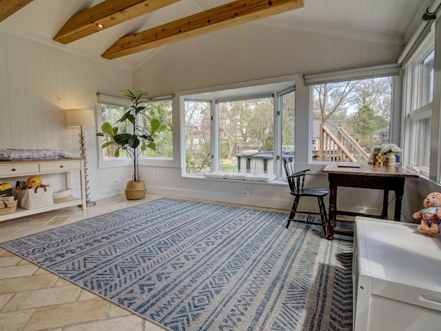 517 S Washington St, Wheaton, IL 60187 - sunroom featuring beamed ceiling and plenty of natural light