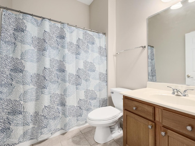 1683 Briarheath Dr, Aurora, IL 60505 - bathroom featuring vanity, tile patterned flooring, toilet, and a shower with shower curtain