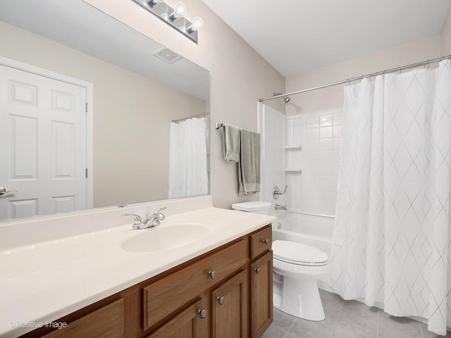 1683 Briarheath Dr, Aurora, IL 60505 - full bathroom with tile patterned flooring, visible vents, vanity, toilet, and shower / bath combo