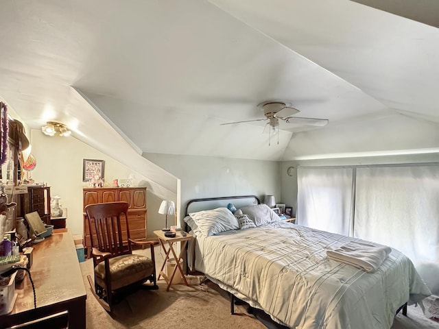 5927 W Elm Ave, Berkeley, IL 60163 - bedroom featuring lofted ceiling, carpet flooring, and ceiling fan