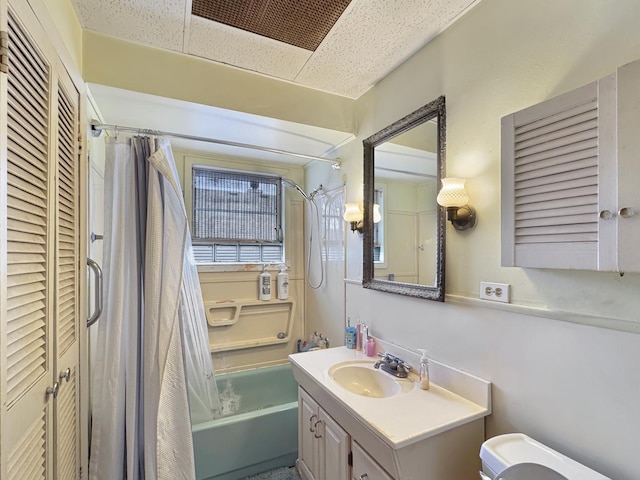 5927 W Elm Ave, Berkeley, IL 60163 - bathroom with shower / bath combination with curtain, toilet, vanity, and a closet