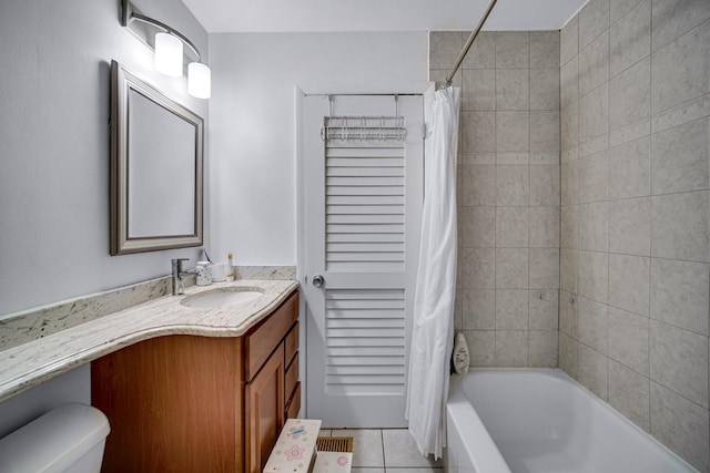 791 Overland Ct, Roselle, IL 60172 - full bathroom with vanity, tile patterned flooring, shower / bath combo with shower curtain, and toilet