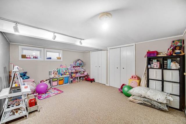 791 Overland Ct, Roselle, IL 60172 - playroom featuring track lighting and carpet flooring