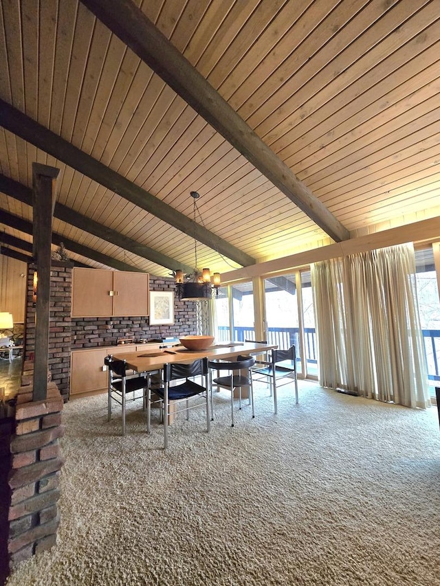 12211 S 93rd Ave, Palos Park, IL 60464 - rec room featuring carpet flooring, wooden ceiling, and brick wall
