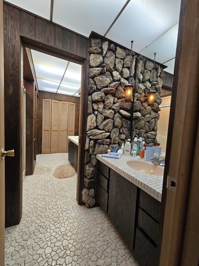 12211 S 93rd Ave, Palos Park, IL 60464 - bathroom with vanity and wooden walls