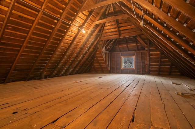 view of unfinished attic