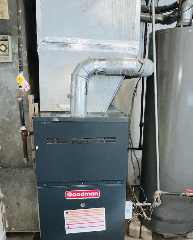 utility room featuring water heater