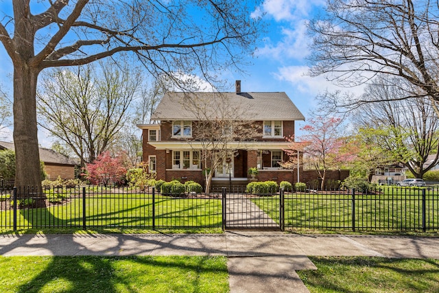 915 W Clark St, Champaign, IL 61821 - view of front of house with a porch, brick siding, and a gate
