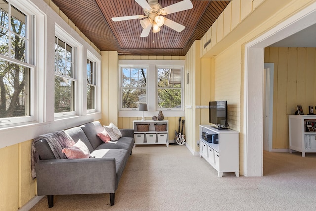 915 W Clark St, Champaign, IL 61821 - sunroom / solarium with wooden ceiling, carpet flooring, and wooden walls