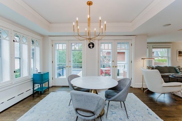 938 Edgemere Ct, Evanston, IL 60202 - dining room with french doors, a raised ceiling, plenty of natural light, and crown molding