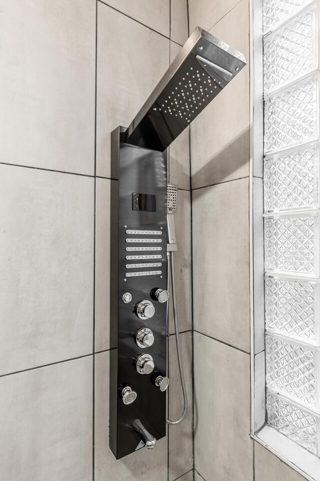 details with tiled shower
