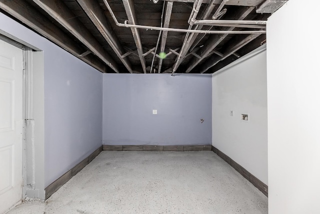 below grade area with baseboards